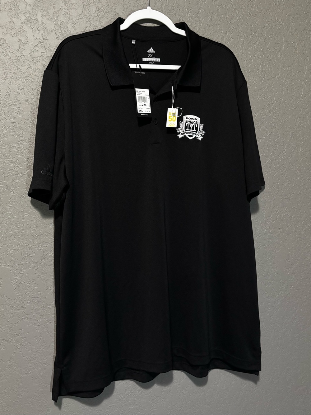 adidas Men’s Black Polo with White Embroidered Crest